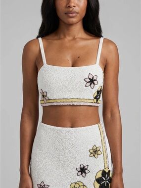 OCEANUS SWIMWEAR Mei Flattering Summer Luxe Co-ord Top - White Small NWT